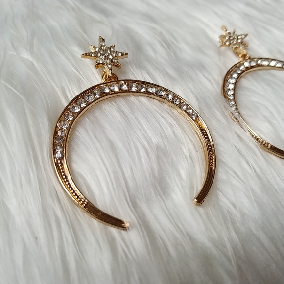 Jewelry | New Gold Star Moon Crystal Dangle Boho Earrings | Poshmark